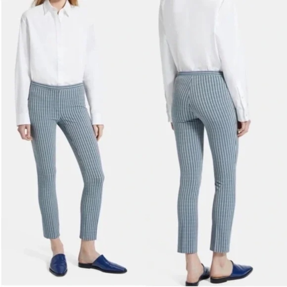 Theory Classic Skinny Pants Blue Midnight Multi Screen Viscose Size 4 New Nwt